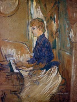  Madame Lienzo - al piano madame juliette pascal en el salón del chateau de malrome 1896 Toulouse Lautrec Henri de